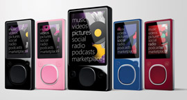 Line-up of Microsoft Zune media players.