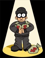 Burglar caught in the act.