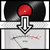 Small icon depicting a LP record with an arrow pointing to a an alalog VU volume meter.