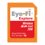 Picture of an ordinary looking SD camera card, the Eye-Fi Explore. The card has built-in Wi-Fi.