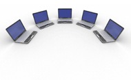 Several laptops in a circle.