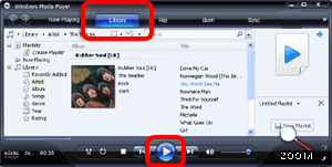 Windows Media Player Showing the Library tab selected