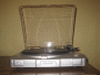 Photo shows the front side of the Grace Digital Audio Vinylwriter (AVPUSB01S) USB turntable. The dustcover is up.